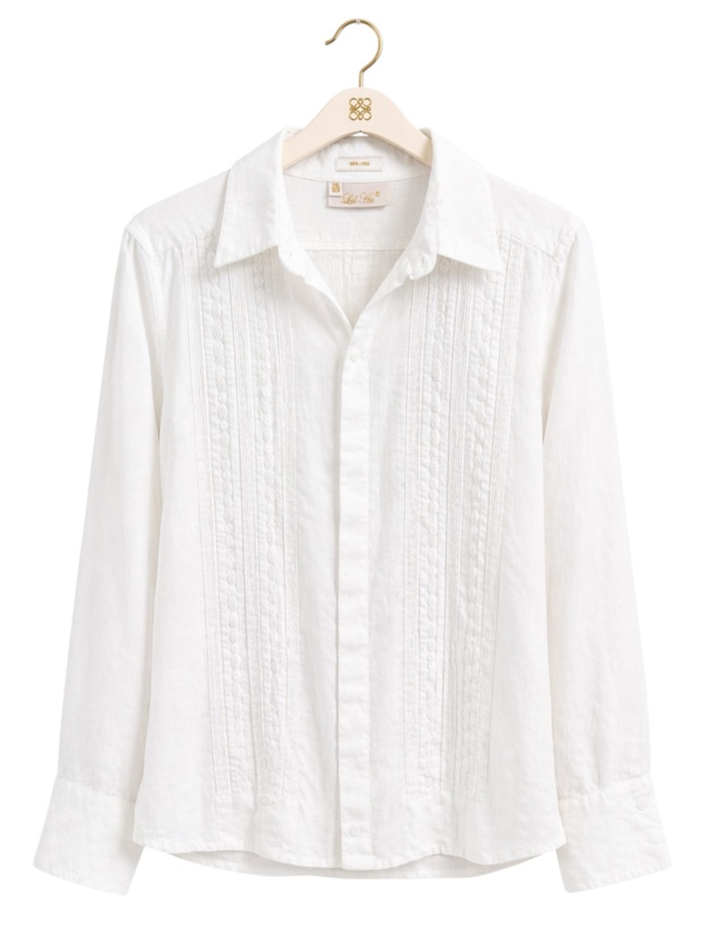 Lol Sita 100% Linen White‎ Embroidered Button Front Blouse XS Oversized Coastal